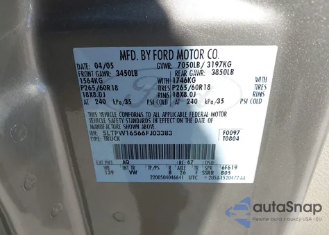 2006 Lincoln Mark Lt from USA, damaged, VIN 5LTPW16566FJ03383